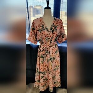 NWT LOFT ANN TAYLOR Leafed Dobby Stripe Sugar Peach Shirtdress Size 8P